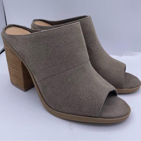 Call It Spring suede peep toe mules stack heeled women’s Size 7.5 Galerassi - Picture 4 of 11